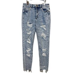 Tinseltown High Waisted Acid Wash Distressed Jeans Size 7